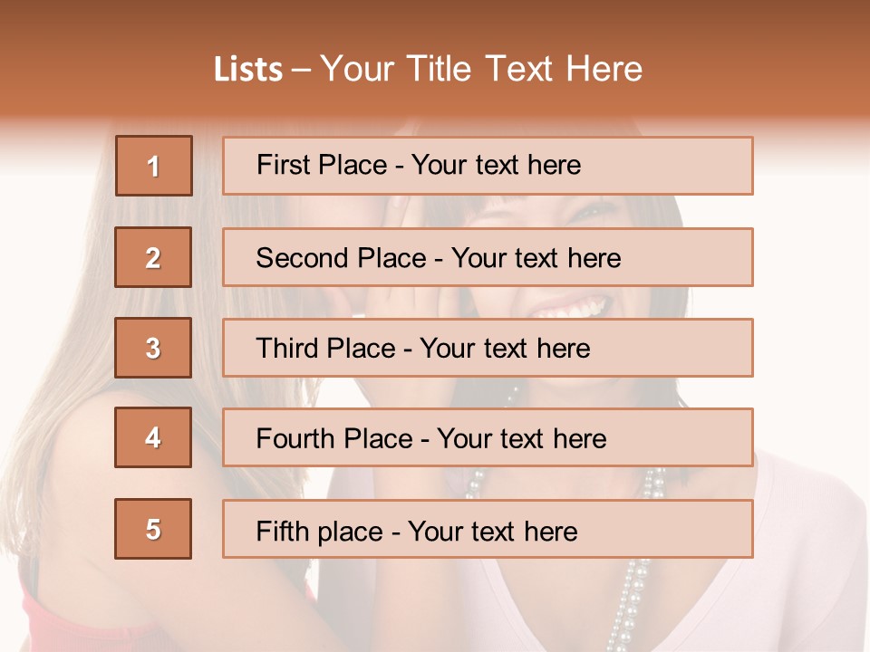 Two Women Are Smiling And Touching Each Other PowerPoint Template