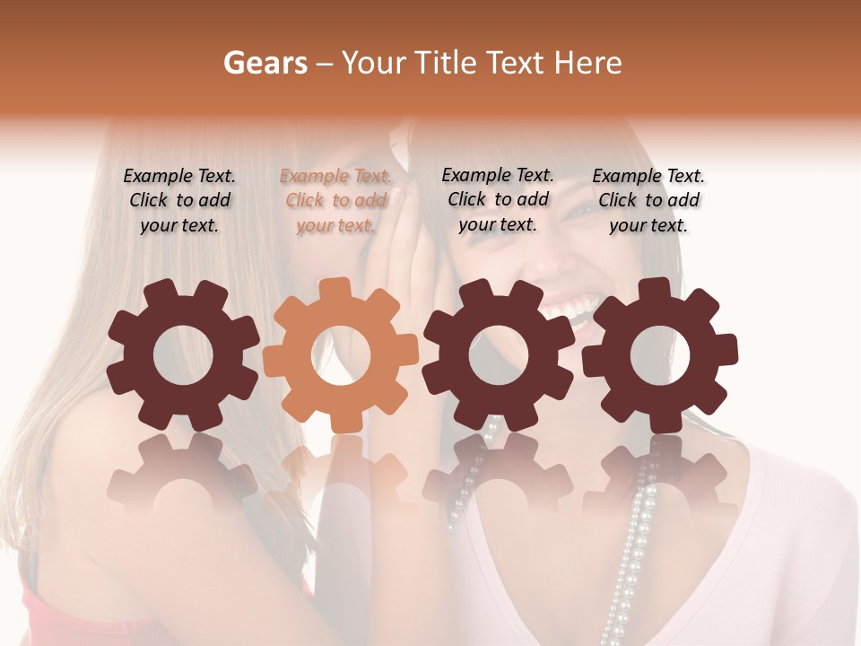 Two Women Are Smiling And Touching Each Other PowerPoint Template