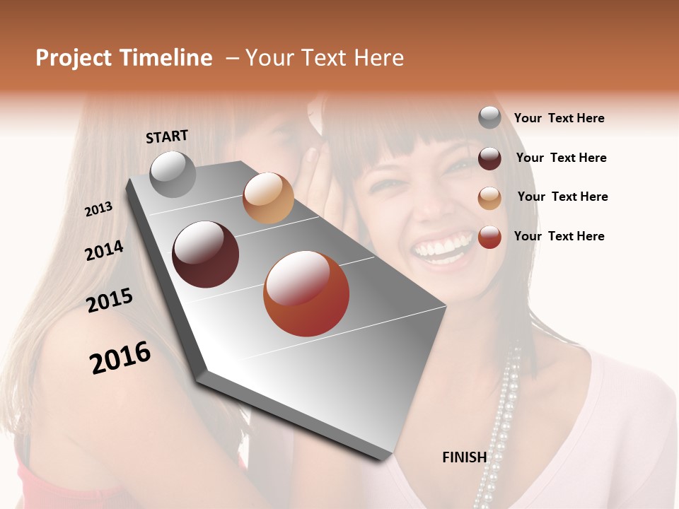 Two Women Are Smiling And Touching Each Other PowerPoint Template