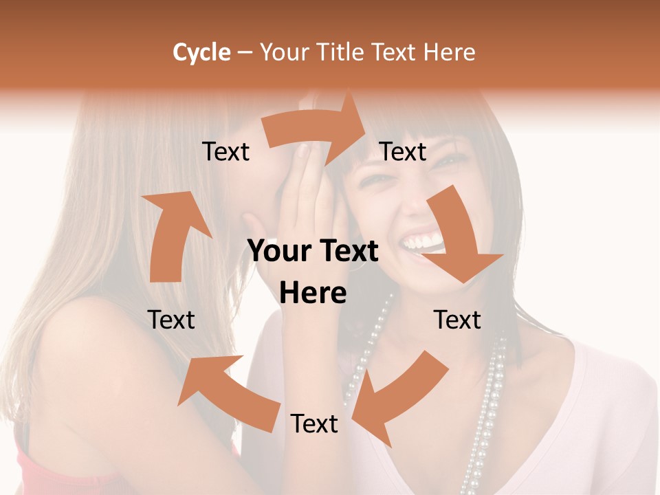 Two Women Are Smiling And Touching Each Other PowerPoint Template