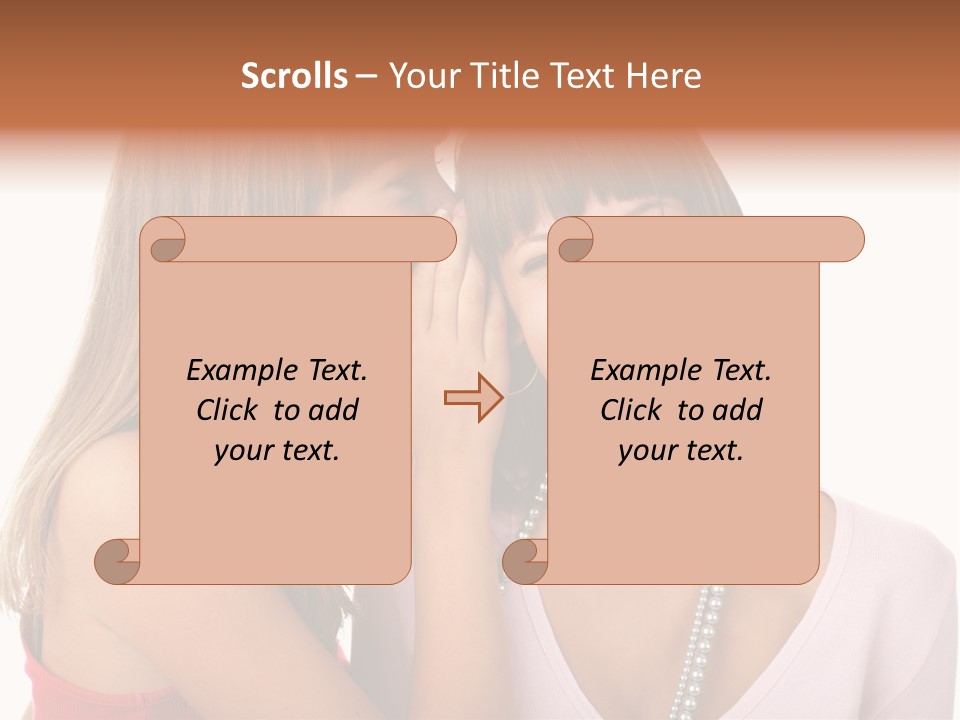 Two Women Are Smiling And Touching Each Other PowerPoint Template