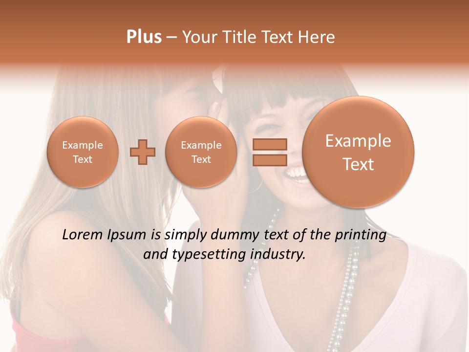 Two Women Are Smiling And Touching Each Other PowerPoint Template