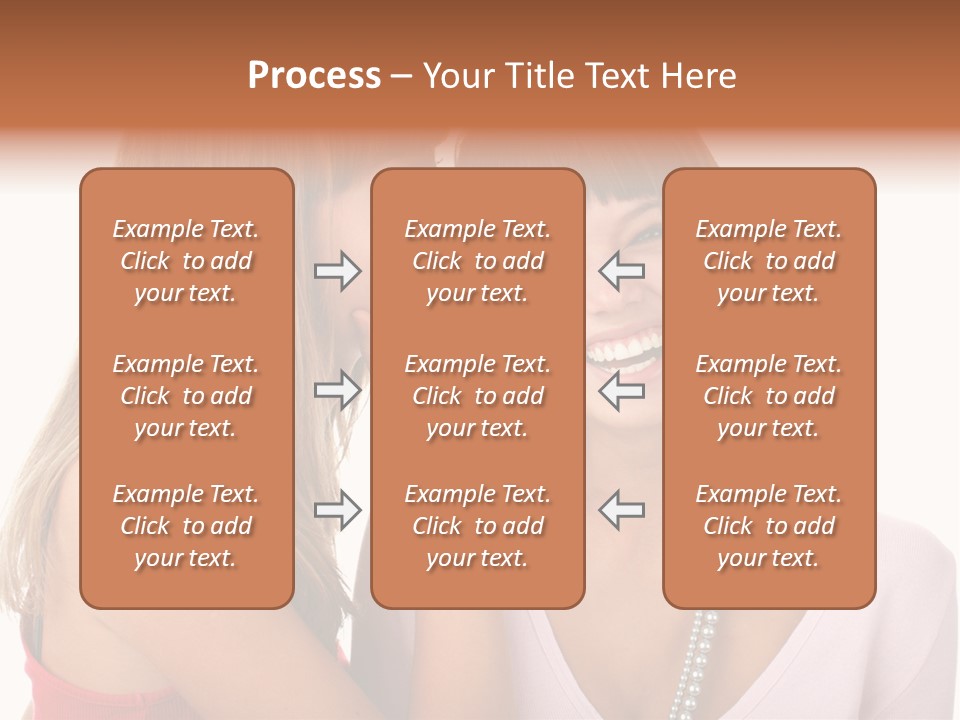 Two Women Are Smiling And Touching Each Other PowerPoint Template