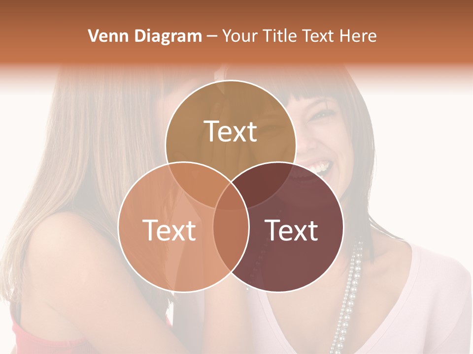 Two Women Are Smiling And Touching Each Other PowerPoint Template