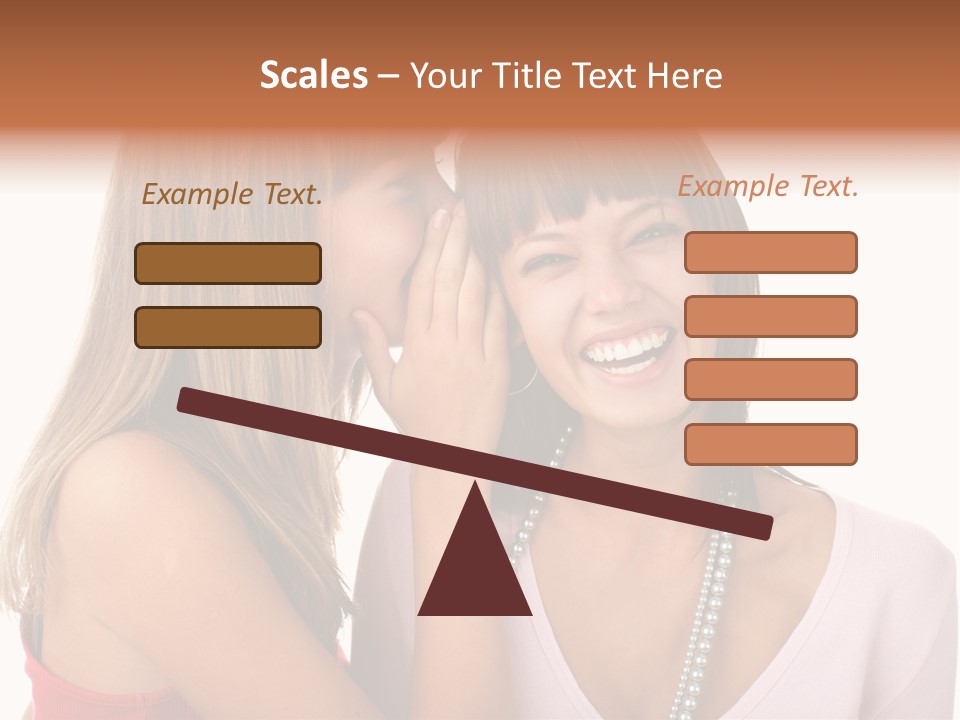 Two Women Are Smiling And Touching Each Other PowerPoint Template