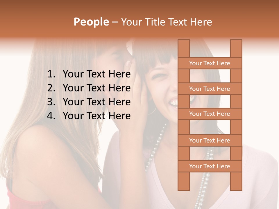 Two Women Are Smiling And Touching Each Other PowerPoint Template