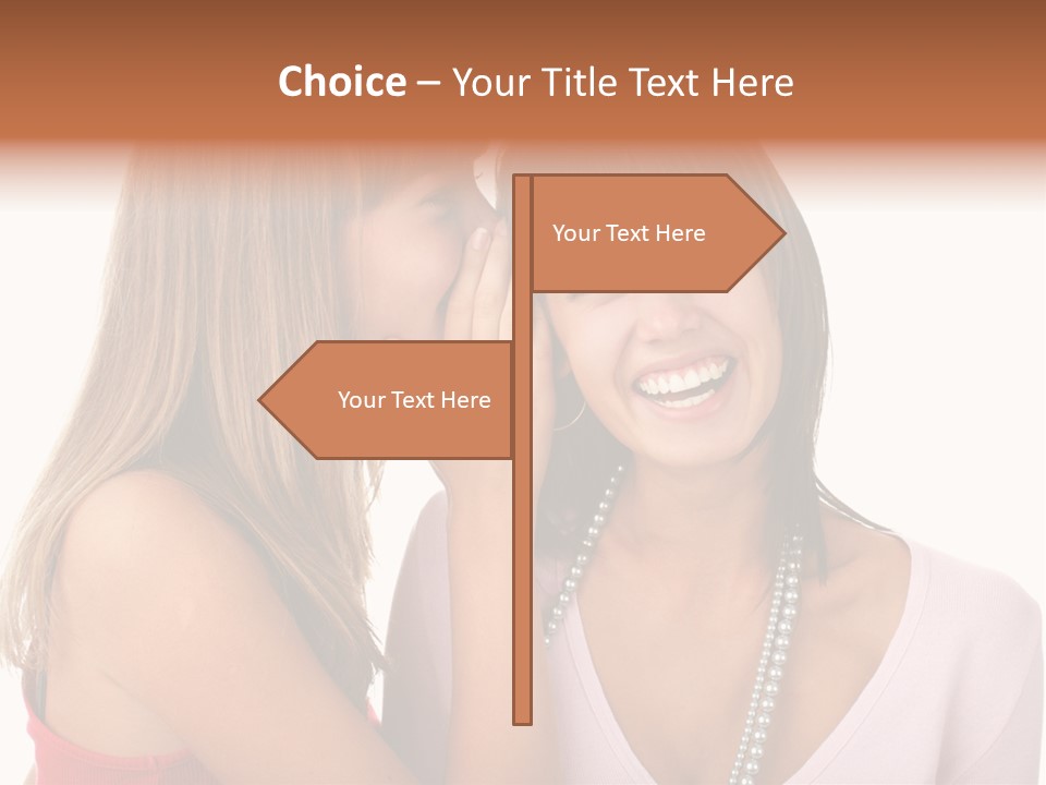 Two Women Are Smiling And Touching Each Other PowerPoint Template