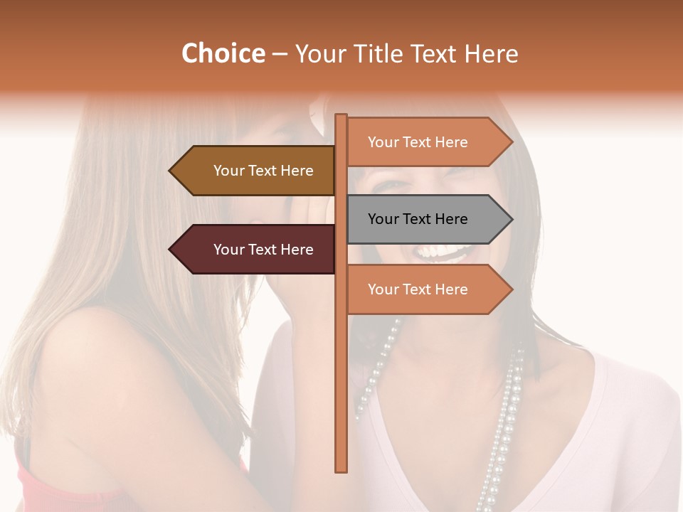 Two Women Are Smiling And Touching Each Other PowerPoint Template