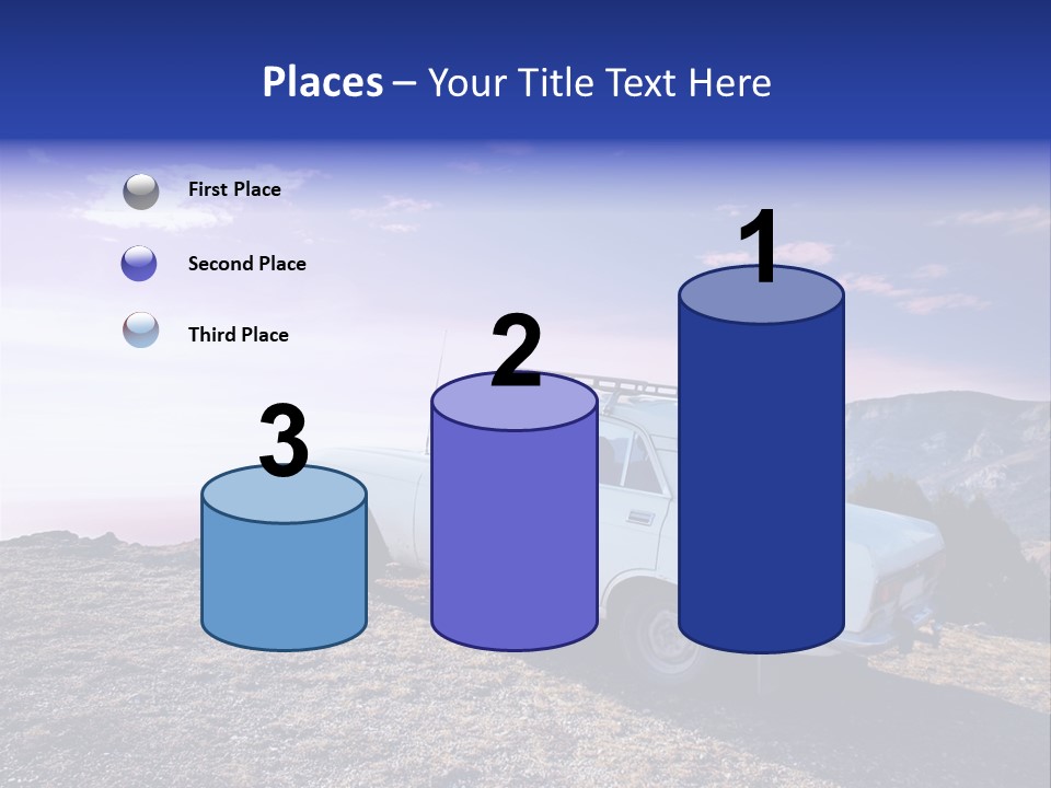 A White Car Parked On Top Of A Mountain PowerPoint Template