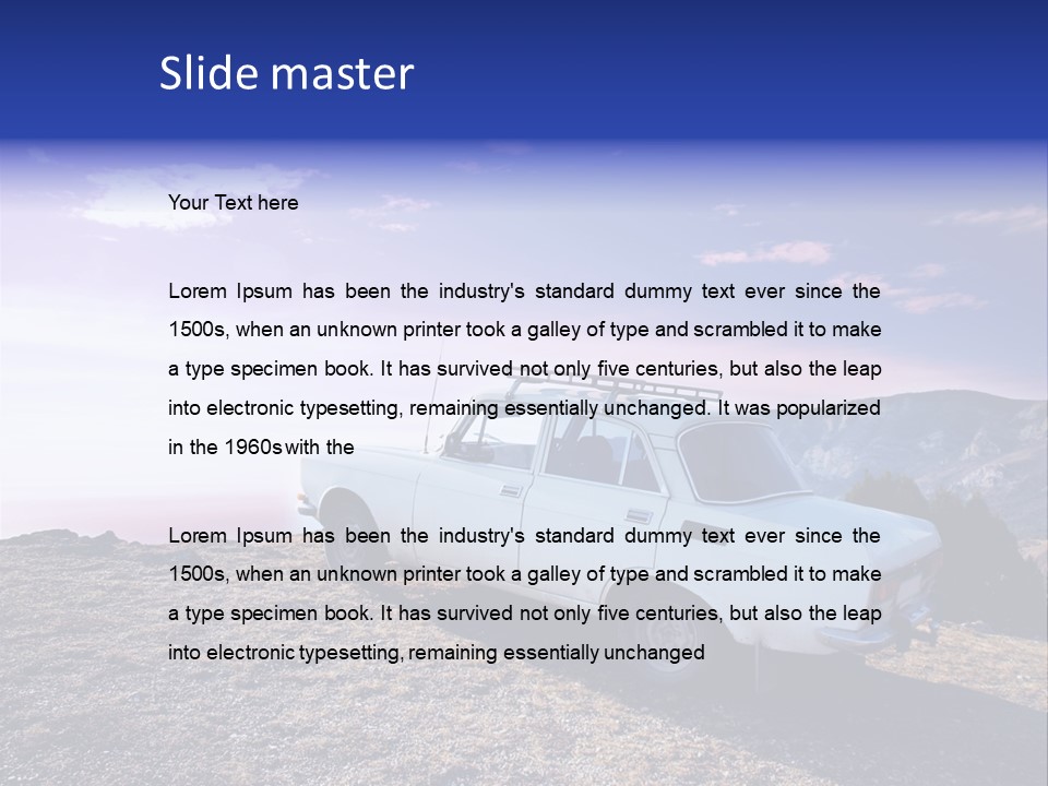 A White Car Parked On Top Of A Mountain PowerPoint Template