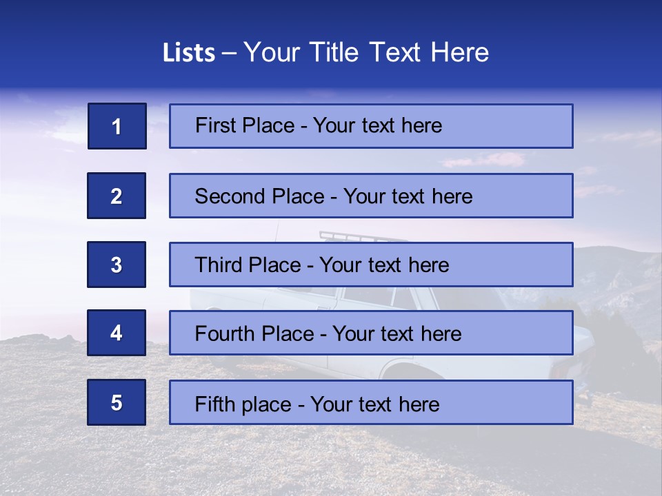 A White Car Parked On Top Of A Mountain PowerPoint Template