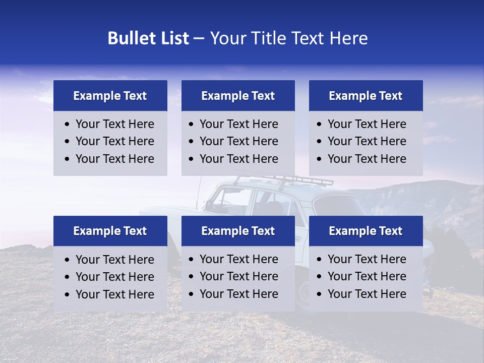 A White Car Parked On Top Of A Mountain PowerPoint Template