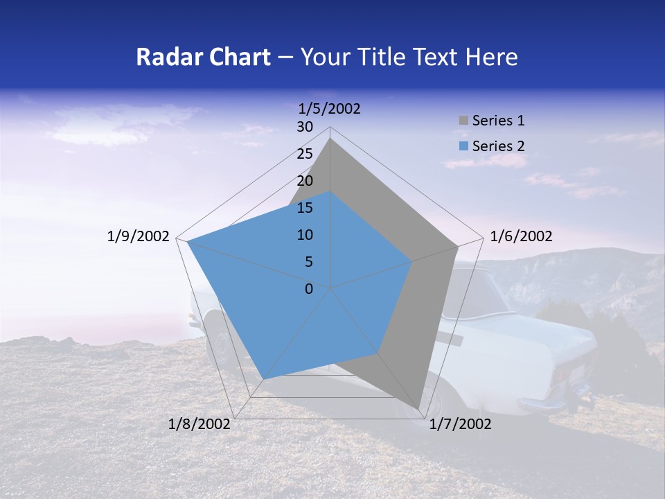 A White Car Parked On Top Of A Mountain PowerPoint Template