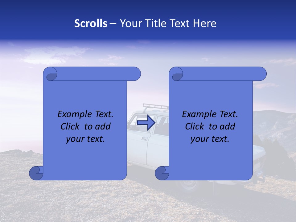 A White Car Parked On Top Of A Mountain PowerPoint Template