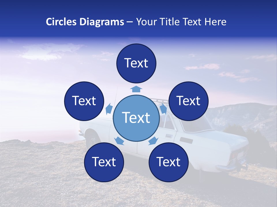 A White Car Parked On Top Of A Mountain PowerPoint Template