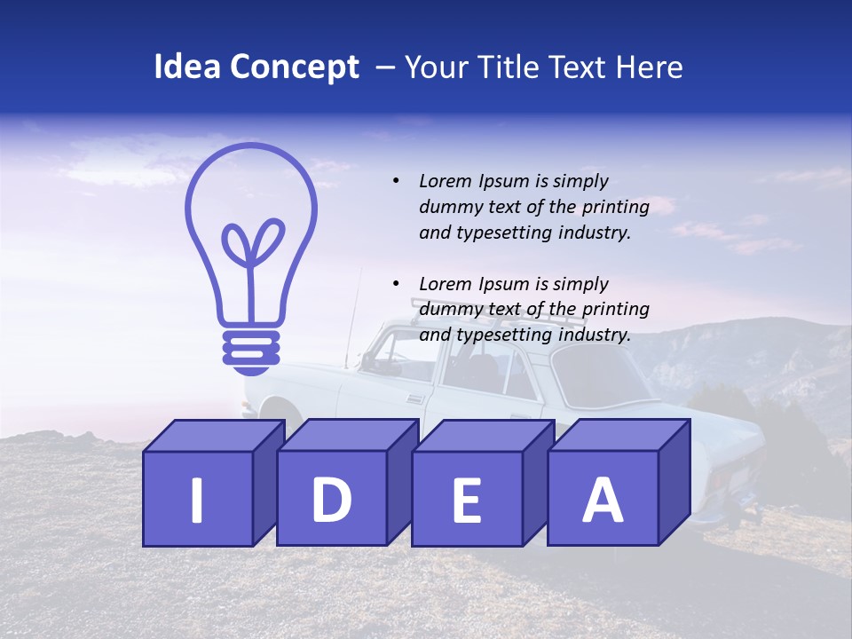 A White Car Parked On Top Of A Mountain PowerPoint Template