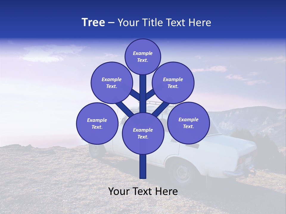 A White Car Parked On Top Of A Mountain PowerPoint Template