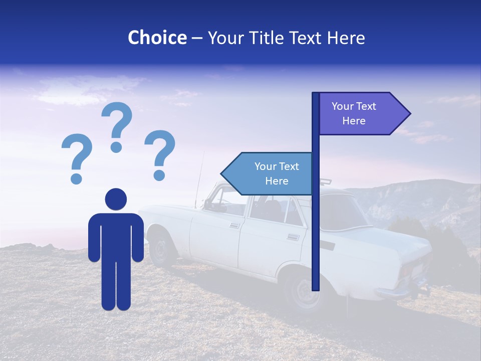 A White Car Parked On Top Of A Mountain PowerPoint Template