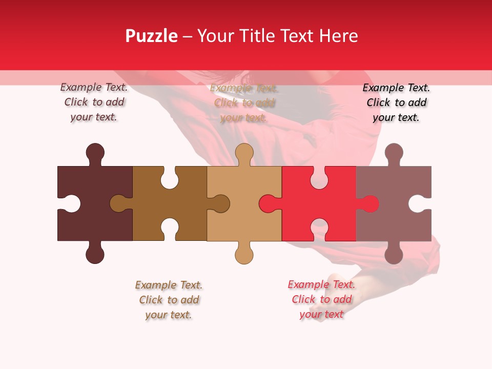 A Woman In A Red Dress Jumping In The Air PowerPoint Template