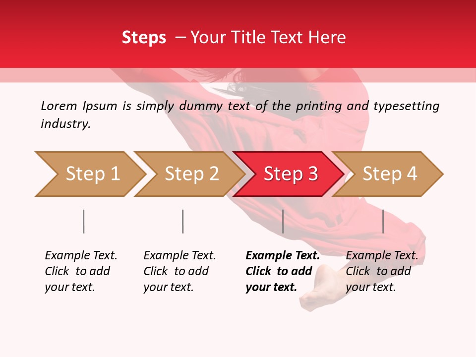 A Woman In A Red Dress Jumping In The Air PowerPoint Template