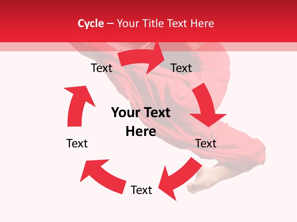 A Woman In A Red Dress Jumping In The Air PowerPoint Template