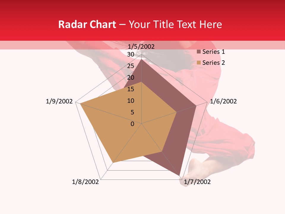 A Woman In A Red Dress Jumping In The Air PowerPoint Template