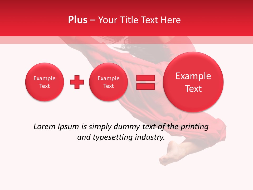 A Woman In A Red Dress Jumping In The Air PowerPoint Template