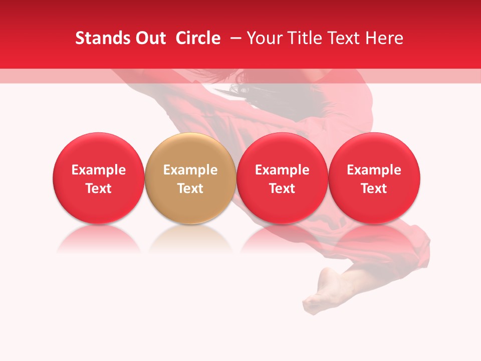 A Woman In A Red Dress Jumping In The Air PowerPoint Template