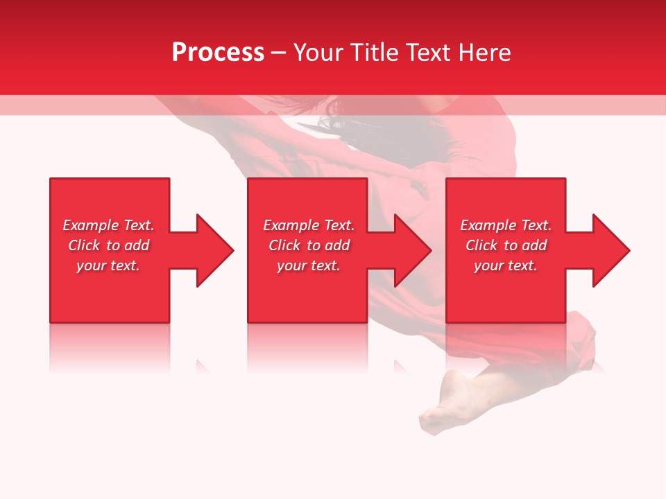 A Woman In A Red Dress Jumping In The Air PowerPoint Template