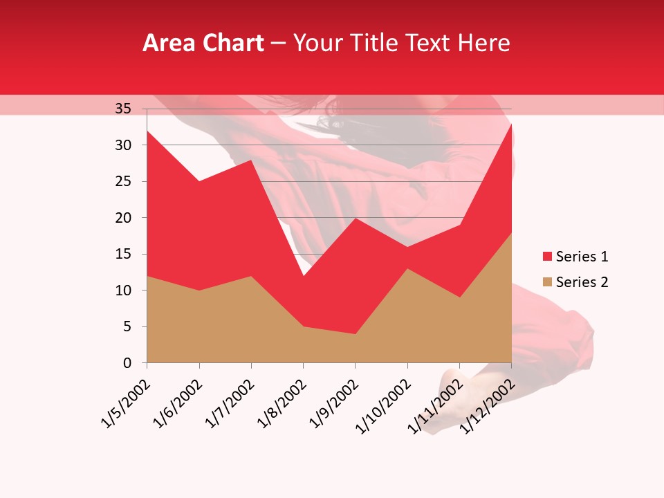 A Woman In A Red Dress Jumping In The Air PowerPoint Template