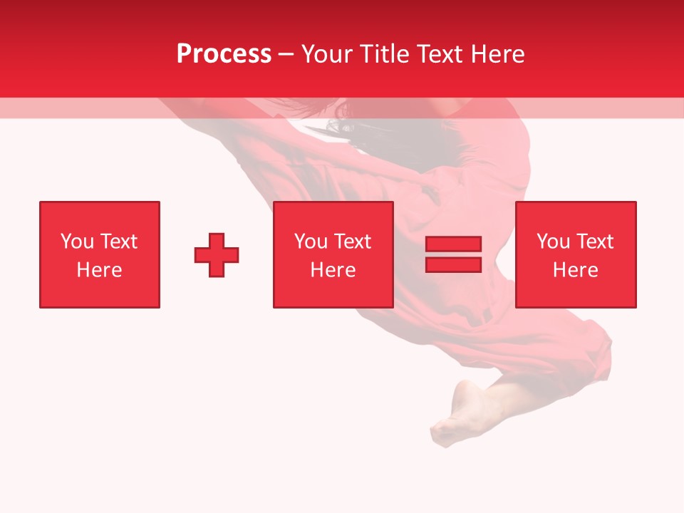 A Woman In A Red Dress Jumping In The Air PowerPoint Template