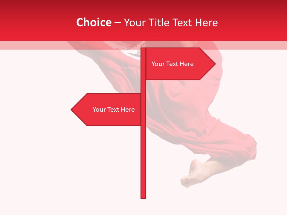 A Woman In A Red Dress Jumping In The Air PowerPoint Template