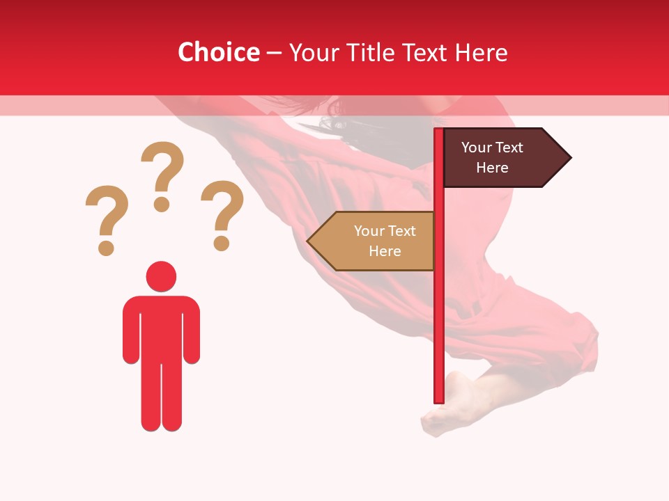 A Woman In A Red Dress Jumping In The Air PowerPoint Template