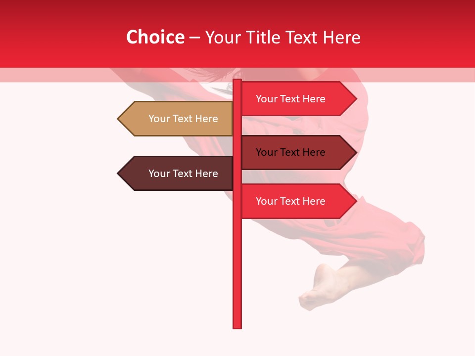 A Woman In A Red Dress Jumping In The Air PowerPoint Template