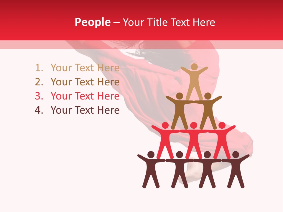 A Woman In A Red Dress Jumping In The Air PowerPoint Template