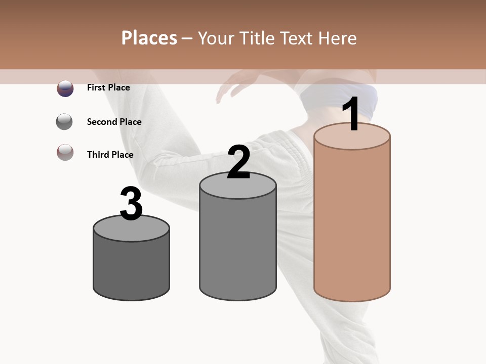 A Woman Is Jumping In The Air With Her Leg Up PowerPoint Template