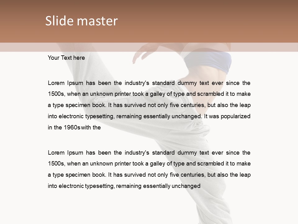 A Woman Is Jumping In The Air With Her Leg Up PowerPoint Template