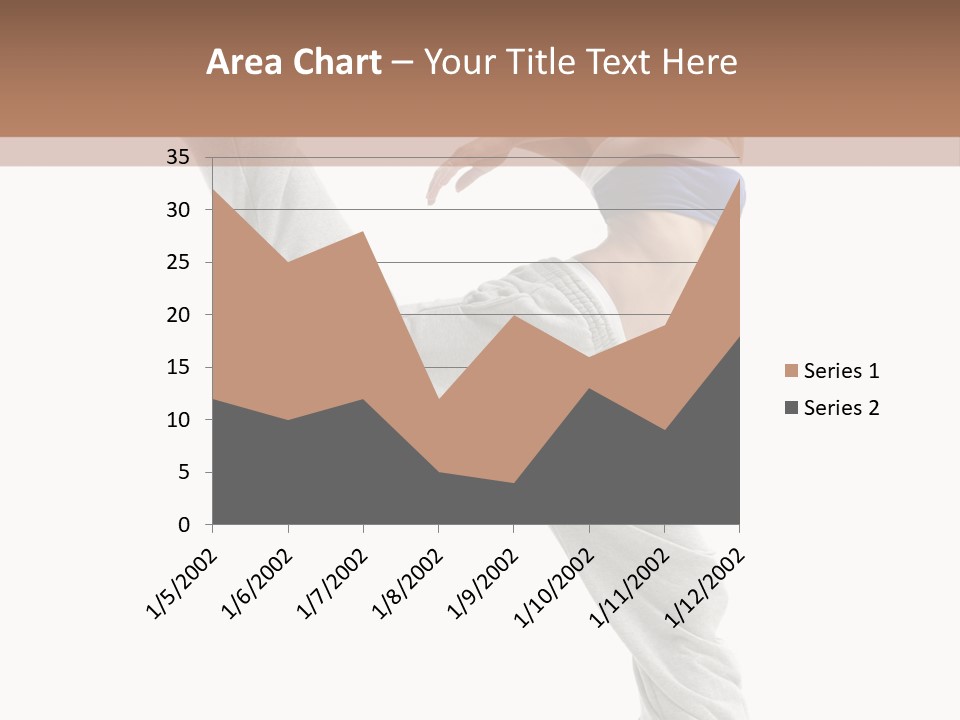 A Woman Is Jumping In The Air With Her Leg Up PowerPoint Template