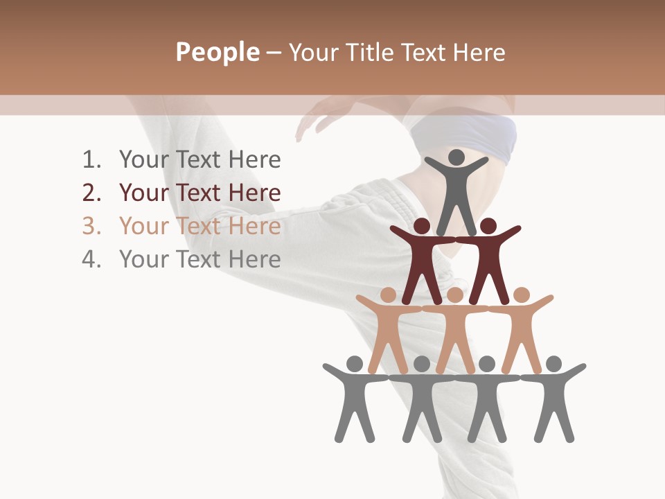 A Woman Is Jumping In The Air With Her Leg Up PowerPoint Template