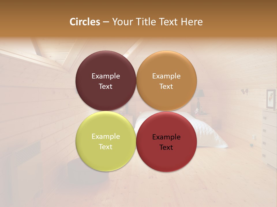 A Bedroom With Wooden Walls And A White Bed PowerPoint Template