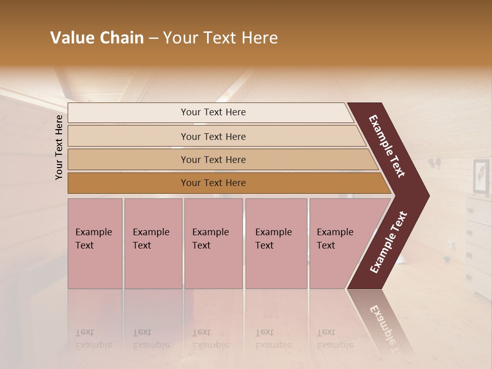 A Bedroom With Wooden Walls And A White Bed PowerPoint Template