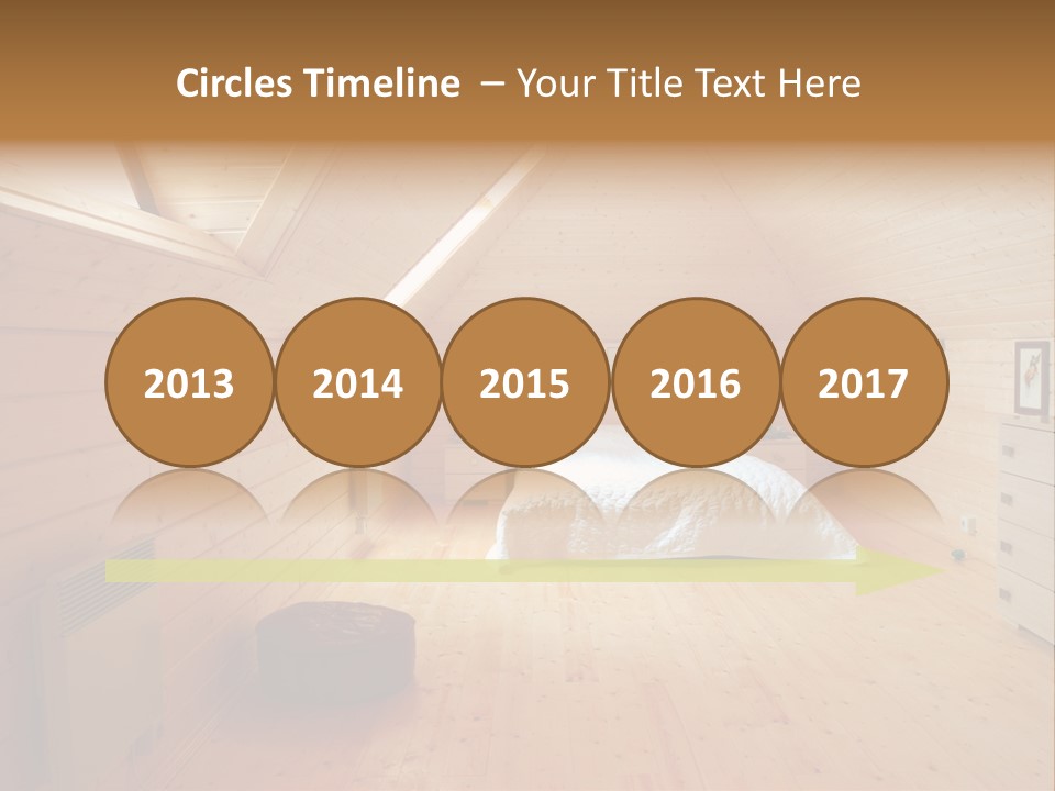 A Bedroom With Wooden Walls And A White Bed PowerPoint Template