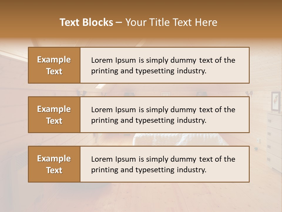 A Bedroom With Wooden Walls And A White Bed PowerPoint Template