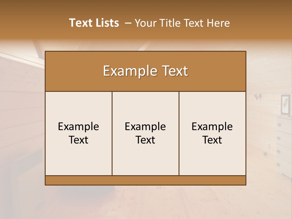 A Bedroom With Wooden Walls And A White Bed PowerPoint Template