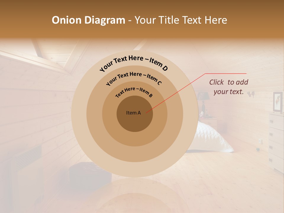 A Bedroom With Wooden Walls And A White Bed PowerPoint Template