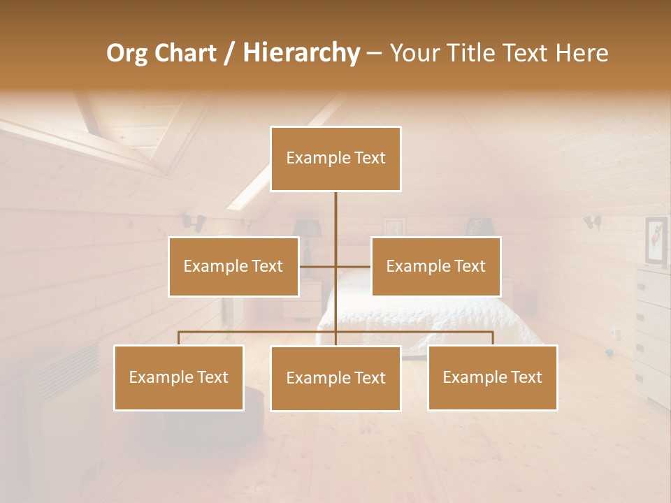 A Bedroom With Wooden Walls And A White Bed PowerPoint Template