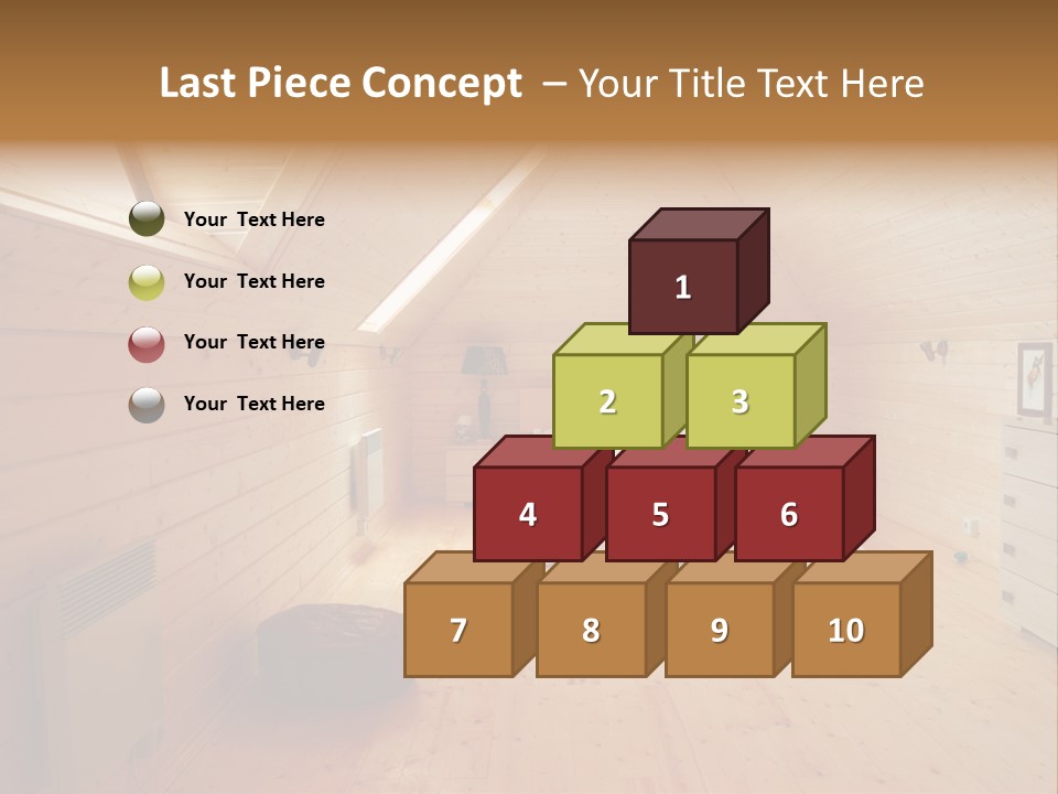 A Bedroom With Wooden Walls And A White Bed PowerPoint Template