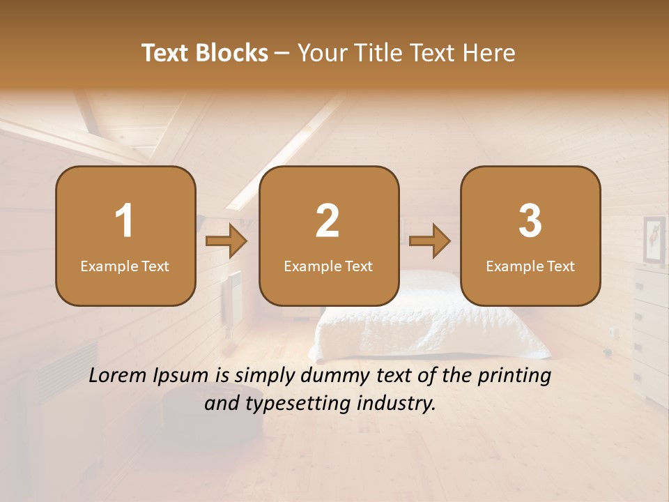 A Bedroom With Wooden Walls And A White Bed PowerPoint Template