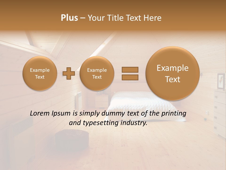 A Bedroom With Wooden Walls And A White Bed PowerPoint Template