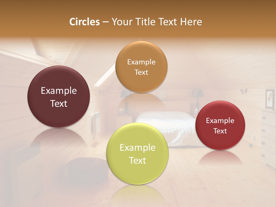 A Bedroom With Wooden Walls And A White Bed PowerPoint Template